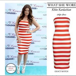 Robert Rodriguez Striped Strapless Dress Bodycon